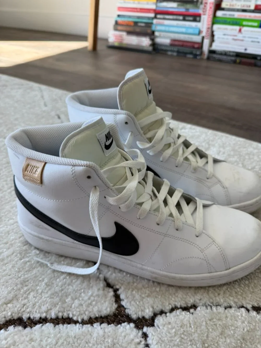Nike White and Black Mid-Top Athletic Shoes
